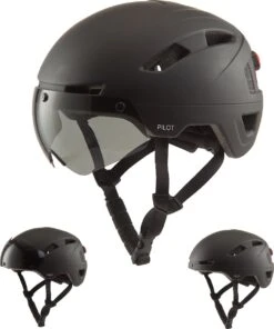 GOOFF® PILOT 3 In 1 Snorscooterhelm Met Afneembaar Vizier - Matzwart - Lichtgewicht Snorfiets Helm - NTA Gecertificeerd Speed Pedelec Helm - Geschikt Voor Blauw Kenteken Snorscooter En Snorfiets - Maat L - Voor Vrouwen En Mannen