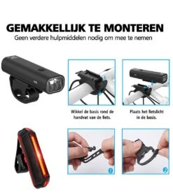 SWILIX ® - Fietsverlichting Set - Oplaadbare USB Led Fietslamp - Voor En Achter - Waterdicht - 4 Lichtstanden - Zwart 5 SWILIX ® - Fietsverlichting Set - Oplaadbare USB Led Fietslamp - Voor En Achter - Waterdicht - 4 Lichtstanden - Zwart -Fietsaccessoire Winkel 1063x1200