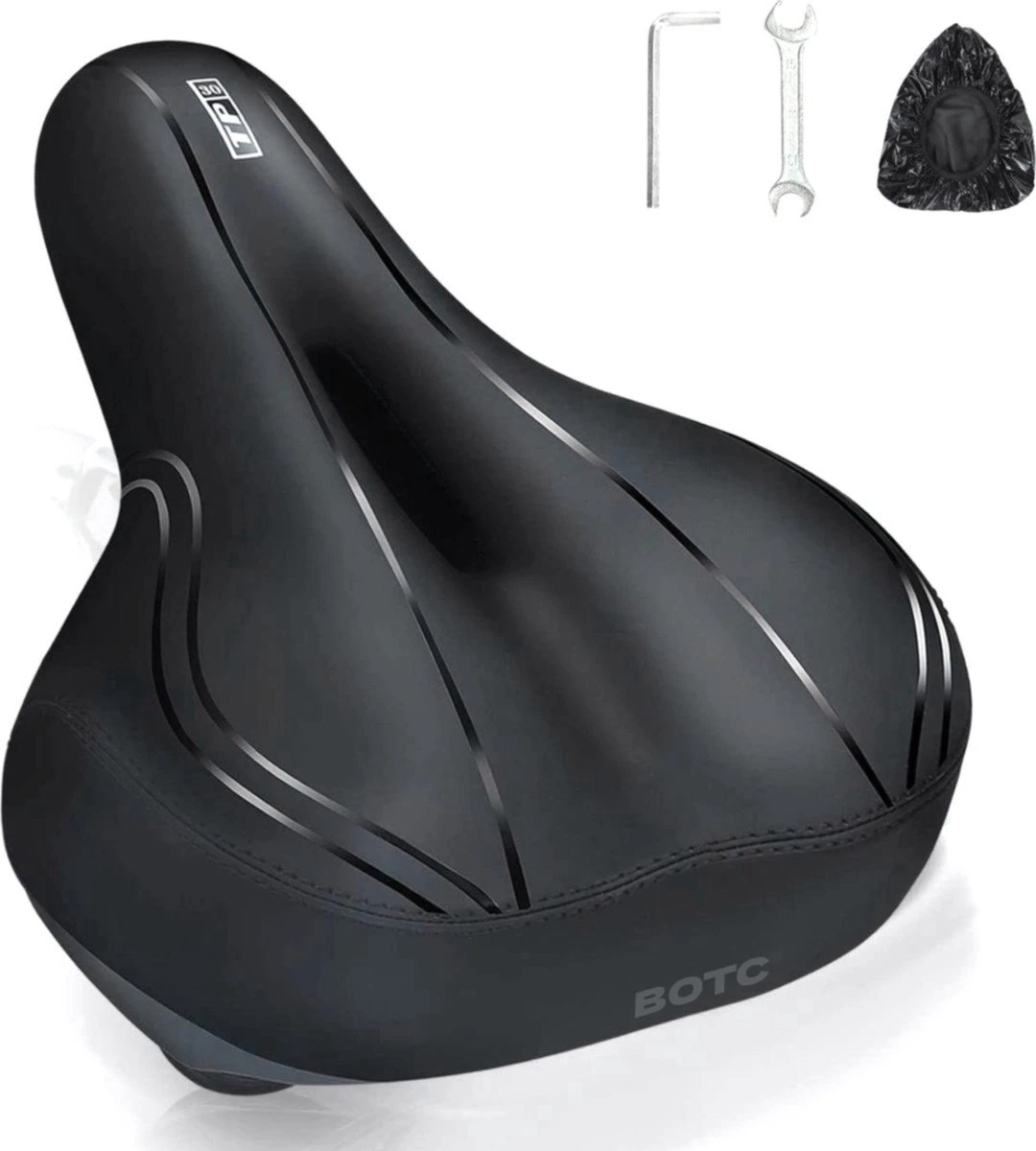 BOTC Fietszadel - Unisex - Extra Comfortabel - Inclusief waterdichte zadelhoes - Ventilerend BOTC Fietszadel - Unisex - Extra Comfortabel - Inclusief Waterdichte Zadelhoes - Ventilerend -Fietsaccessoire Winkel 1080x1200 3