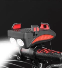 METAHUB Powerbank Fiets Telefoonhouder - Zwart Rood - Fiets Smartphone Houder - 2400 MAh - Claxon - Koplamp -Fietsaccessoire Winkel 1090x1200