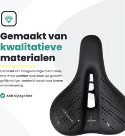 Voltano Dames Fietszadel - Zwart - Uitsparing - Waterdicht - Elastomeer Vering - Gratis Zadelstrop -Fietsaccessoire Winkel 1100x1200