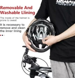 Zacro Fietshelm - Met Bril En Waarschuwingslampje - Nacht Veiligheidshelmen Fietshelm - Voor Volwassenen, MTB, Stadsfietsen - Wit En Zwart -Fietsaccessoire Winkel 1154x1200 6