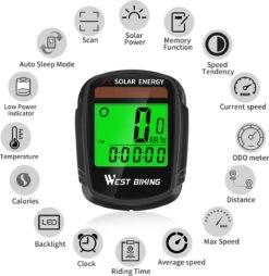 Draadloze Verlichte Fietscomputer - USB Oplaadbaar- Op Zonne- Energie - Kilometerteller - Klok - Calorie Teller - Snelheidsmeter - Auto Wake - IPX7 Waterdicht - 5 Talen - Met Verlichte LCD Display - Multifunctioneel - Inclusief Sensor - Zwart 9 Draadloze Verlichte Fietscomputer - USB Oplaadbaar- Op Zonne- Energie - Kilometerteller - Klok - Calorie Teller - Snelheidsmeter - Auto Wake - IPX7 Waterdicht - 5 Talen - Met Verlichte LCD Display - Multifunctioneel - Inclusief Sensor - Zwart -Fietsaccessoire Winkel 1169x1200 2