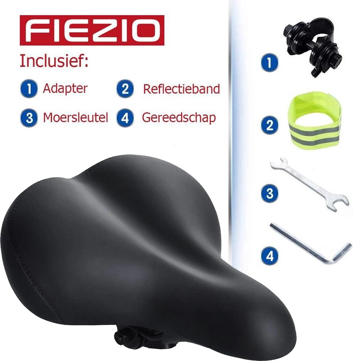 FIEZIO Fietszadel Ergonomisch Dual Shock Memory Foam Zwart Unisex Dames Heren - Extra Comfortabel - Fiets Zadel FIEZIO Fietszadel Ergonomisch Dual Shock Memory Foam Zwart Unisex Dames Heren - Extra Comfortabel - Fiets Zadel -Fietsaccessoire Winkel