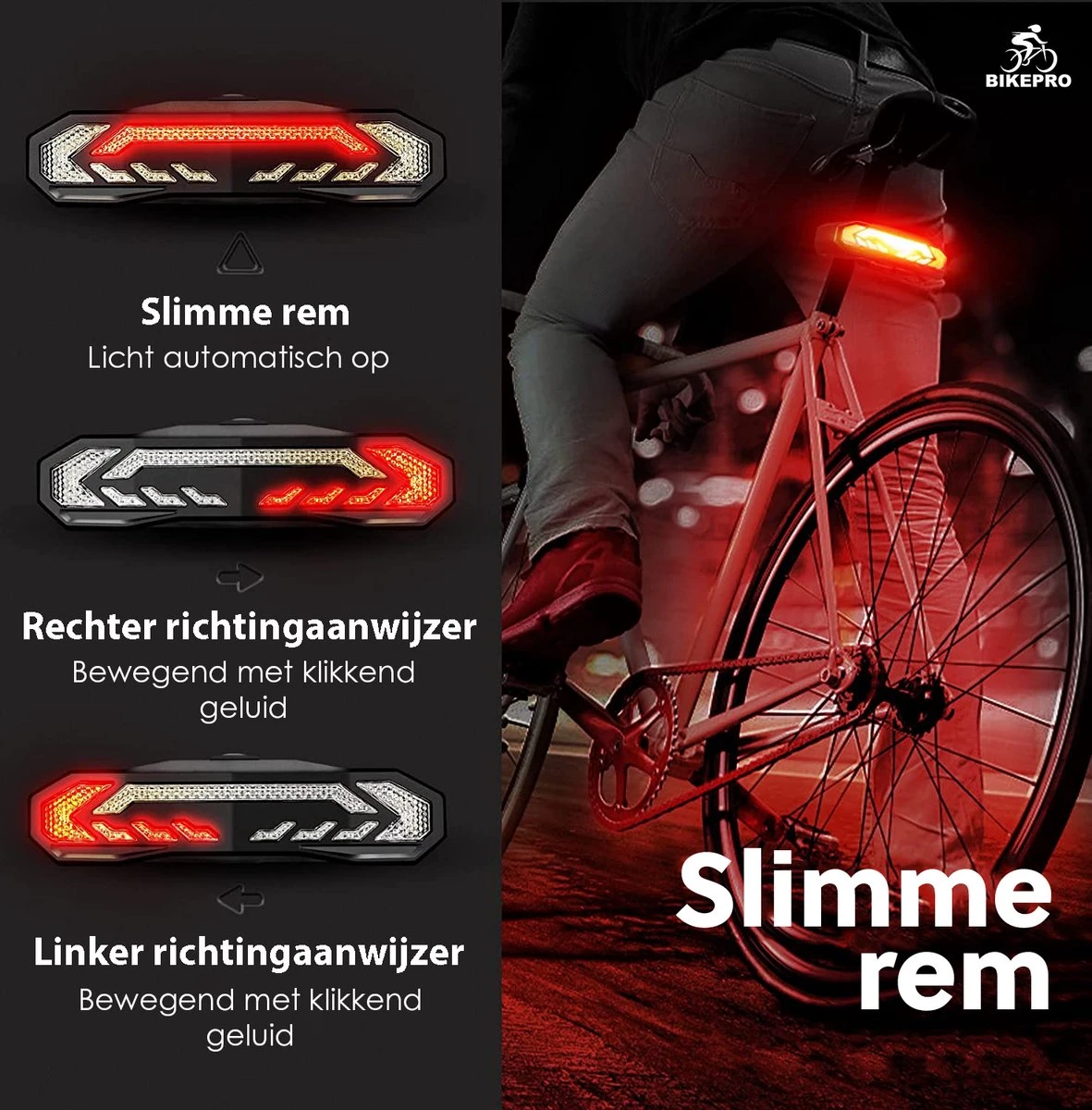 BikePro Fiets Achterlicht 2.0 met Alarm en Richtingaanwijzer - IP54 Waterdicht - USB Oplaadbaar BikePro Fiets Achterlicht 2.0 Met Alarm En Richtingaanwijzer - IP54 Waterdicht - USB Oplaadbaar -Fietsaccessoire Winkel 1181x1200 1