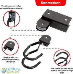 Century Goods Fietslift - Fietstakel - Fiets Ophangsysteem - Met Valbeveiliging | 60 Kg Draagkracht -Fietsaccessoire Winkel 1185x1200