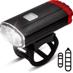 TIKKENS® LED Fietsverlichting Helmlamp - Helm - Voorlicht & Achterlicht - USB Oplaadbaar - Zwart - Voor En Achter - Waterdicht - Fietslampjes -Fietsaccessoire Winkel 1196x1200