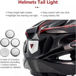 Zacro Fietshelm - Met Bril En Waarschuwingslampje - Nacht Veiligheidshelmen Fietshelm - Verstelbaar - Voor Volwassenen, MTB, Stadsfietsen - Rood En Zwart -Fietsaccessoire Winkel 1197x1200 10