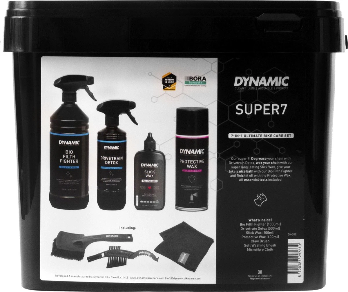 Dynamic Super 7 Fietsonderhoudsset | Bike Care Essentials 7-delig | Onderhoudsemmer met producten voor fietsverzorging | Planet-Friendly | Voor Racefiets, Mountainbike, Gravelbike, E-bike | Fiets schoonmaken als een pro Dynamic Super 7 Fietsonderhoudsset | Bike Care Essentials 7-delig | Onderhoudsemmer Met Producten Voor Fietsverzorging | Planet-Friendly | Voor Racefiets, Mountainbike, Gravelbike, E-bike | Fiets Schoonmaken Als Een Pro -Fietsaccessoire Winkel
