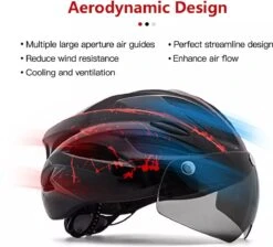 Zacro Fietshelm - Met Bril En Waarschuwingslampje - Nacht Veiligheidshelmen Fietshelm - Verstelbaar - Voor Volwassenen, MTB, Stadsfietsen - Rood En Zwart -Fietsaccessoire Winkel 1200x1089 3