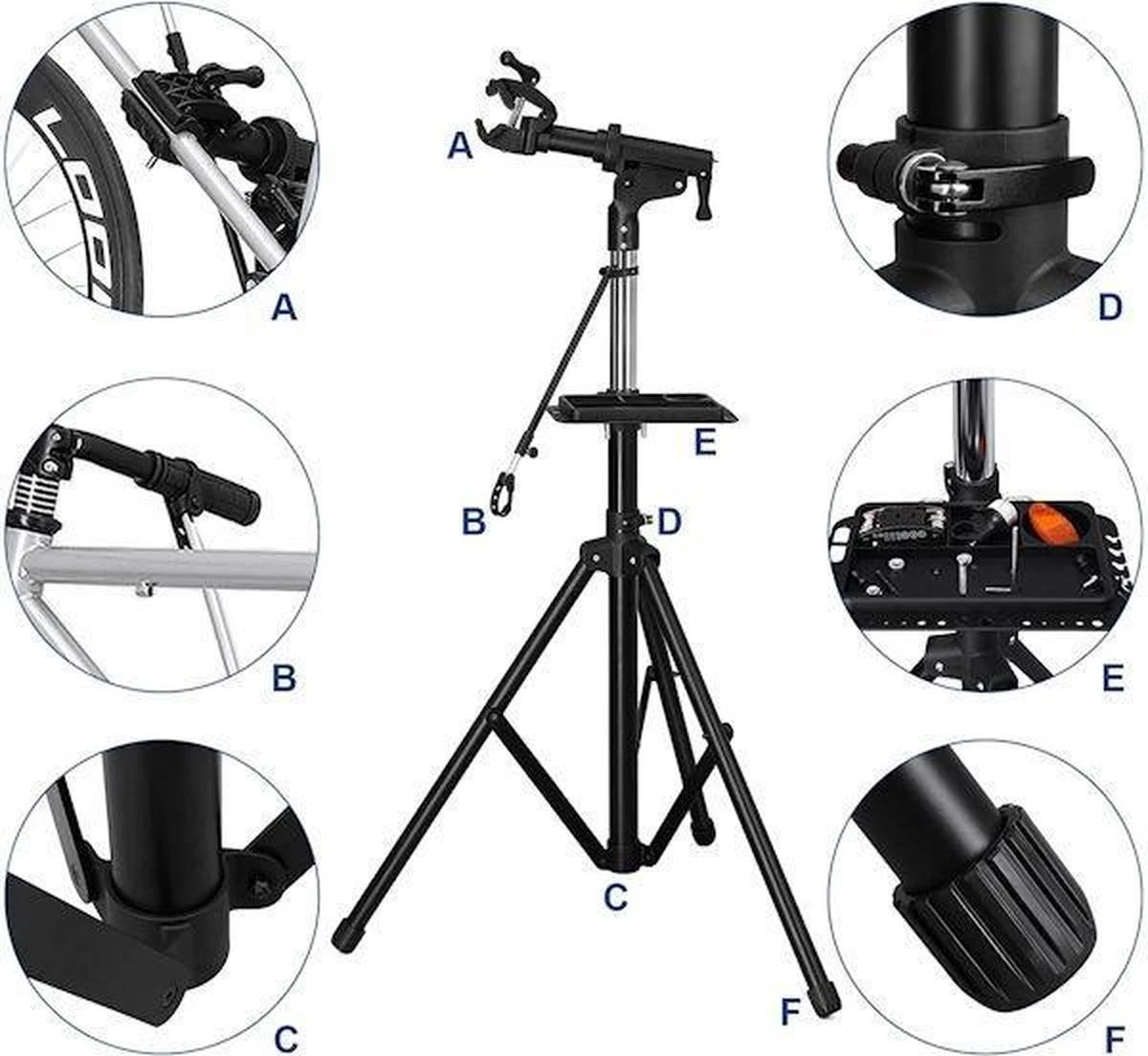Decopatent® PRO Montagestandaard Fiets - 360° Draaibaar - Verstelbaar + Gereedschapsbakje - Fiets Montage reparatie standaard Merkloos Decopatent® PRO Montagestandaard Fiets - 360° Draaibaar - Verstelbaar + Gereedschapsbakje - Fiets Montage Reparatie Standaard -Fietsaccessoire Winkel