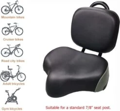 Merkloos Rugleuning Zadel - Fietszadel Met Rugleuning - Oversized - Comfortabel Zacht Zadel - Met PU Kussen -Fietsaccessoire Winkel 1200x1109 3