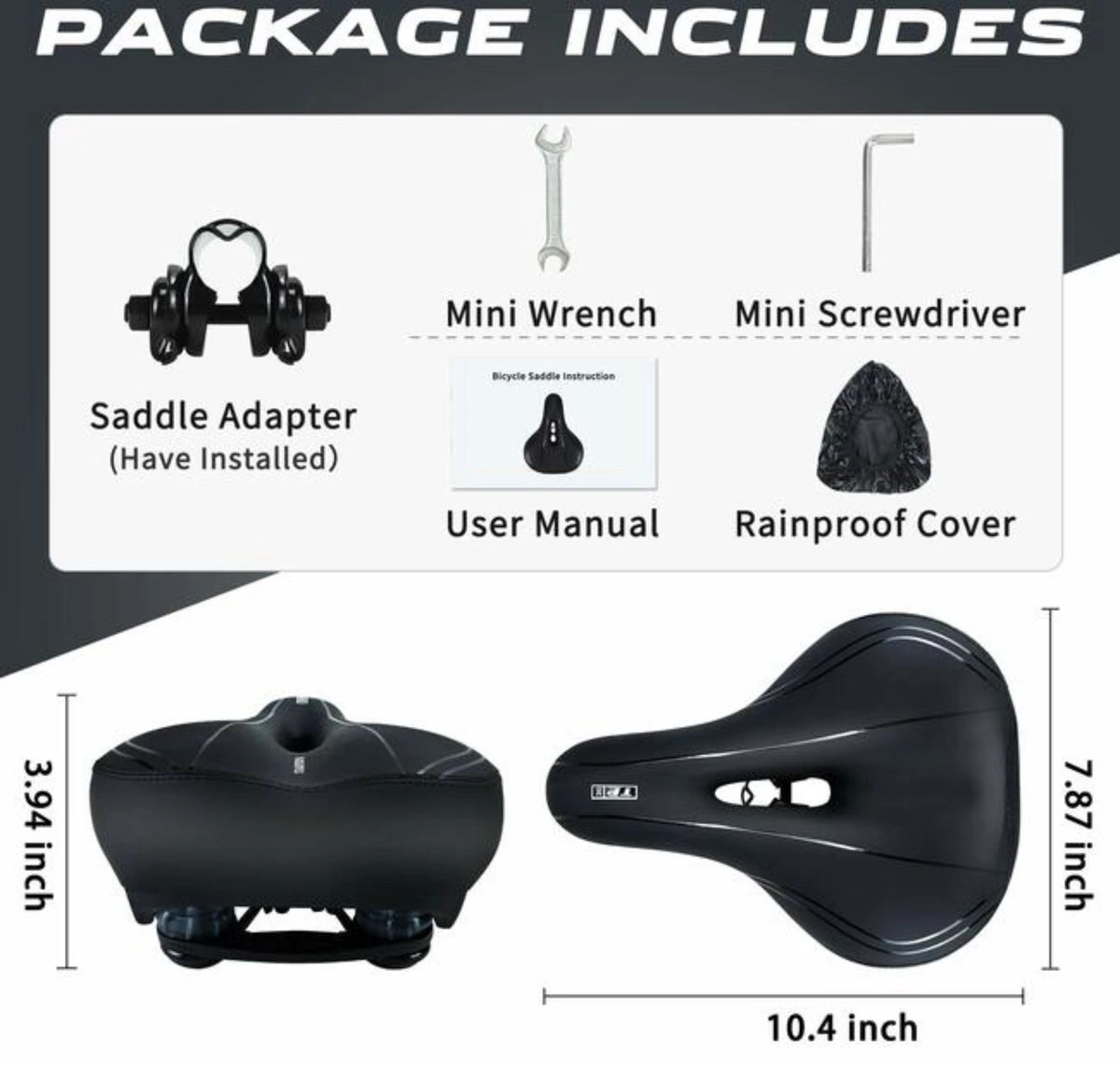 BOTC Fietszadel - Unisex - Extra Comfortabel - Inclusief waterdichte zadelhoes - Ventilerend BOTC Fietszadel - Unisex - Extra Comfortabel - Inclusief Waterdichte Zadelhoes - Ventilerend -Fietsaccessoire Winkel 1200x1141 4