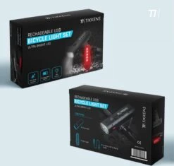TIKKENS LED Fietsverlichting Set - Fietslamp USB Oplaadbaar - Fietslampjes Voorlicht & Achterlicht - Waterdicht – Zwart -Fietsaccessoire Winkel 1200x1143 2