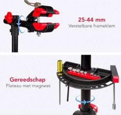 LifeGoods Fiets Montagestandaard - Fietsreparatie Racefiets / MTB - Incl. Stuurhouder - Zwart/Rood -Fietsaccessoire Winkel 1200x1148