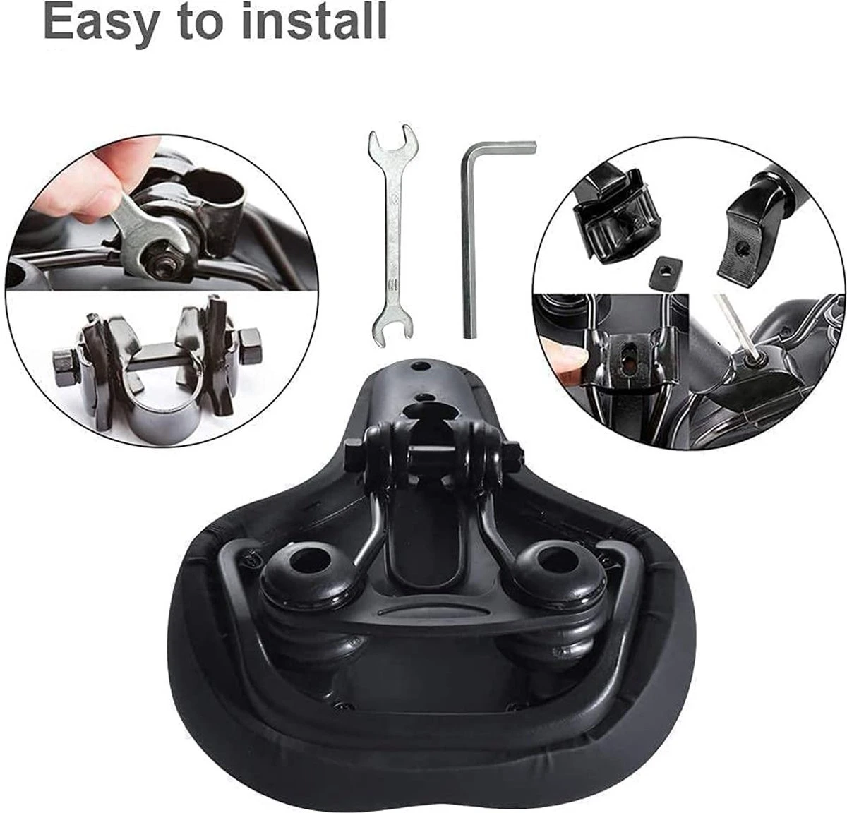 FIEZIO Fietszadel Ergonomisch Dual Shock Memory Foam Zwart Unisex Dames Heren - Extra Comfortabel - Fiets Zadel FIEZIO Fietszadel Ergonomisch Dual Shock Memory Foam Zwart Unisex Dames Heren - Extra Comfortabel - Fiets Zadel -Fietsaccessoire Winkel 1200x1152 5