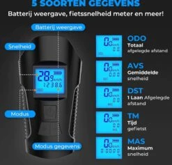Seidon™ - Fietslamp - Fietsverlichting - Fietslampjes - Fiets Snelheidsmeter - LED Display - Klok - Fietsbel -Fietsaccessoire Winkel 1200x1153 9