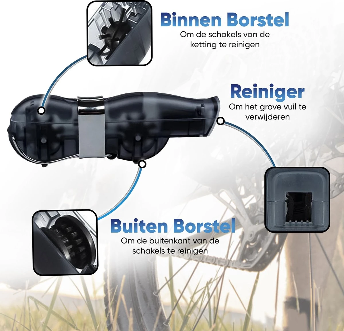 Fietsketting Reiniger - Fietsonderhoud - Kettingreiniger - Zwart Fietsketting Reiniger - Fietsonderhoud - Kettingreiniger - Zwart -Fietsaccessoire Winkel