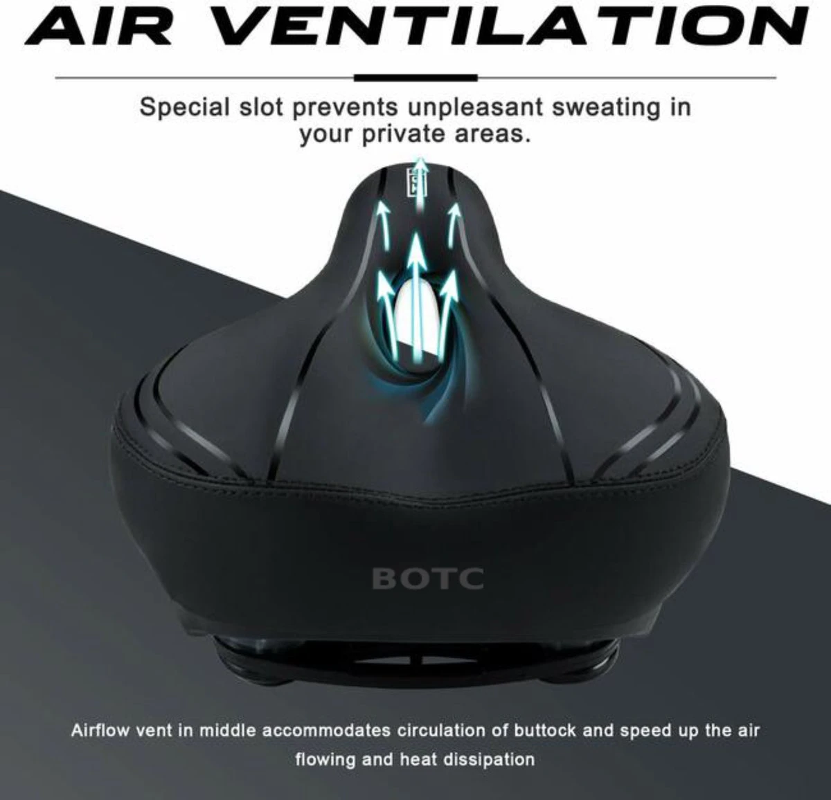 BOTC Fietszadel - Unisex - Extra Comfortabel - Inclusief waterdichte zadelhoes - Ventilerend BOTC Fietszadel - Unisex - Extra Comfortabel - Inclusief Waterdichte Zadelhoes - Ventilerend -Fietsaccessoire Winkel 1200x1156 3