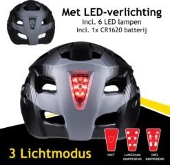 Dunlop Fietshelm - Verstelbaar Van 58 Tot 61 CM - Maat L - Met LED-Verlichting - 3 Lichtmodus - Zwart -Fietsaccessoire Winkel 1200x1167 5