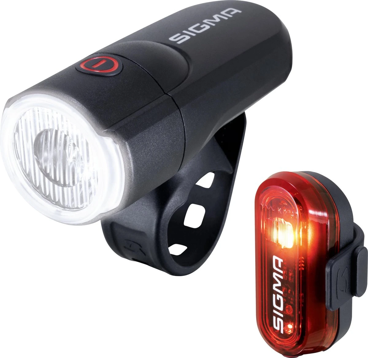 Sigma Sport AURA 30 Fietsverlichting Set - Led Koplamp 30 Lux - CURVE Achterlicht - inclusief batterijen Sigma Sport AURA 30 Fietsverlichting Set - Led Koplamp 30 Lux - CURVE Achterlicht - Inclusief Batterijen -Fietsaccessoire Winkel