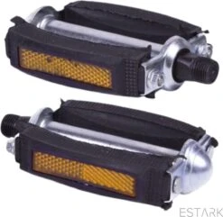 ESTARK® Klassieke Fietspedalen - Set Van Twee - Anti-Slip Fietspedalen Set Met Reflectoren - Pedaal Zwart Zilver - Fiets Pedalen Trappers Fiets Pedaal - Fietstrappers - Losse Trappers - 2 STUKS - Pedalen