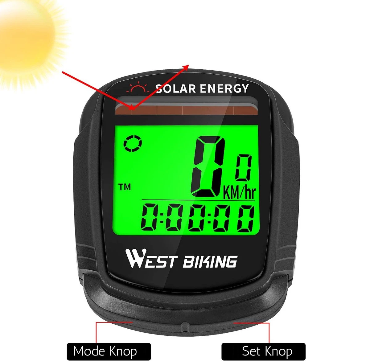 Draadloze Verlichte Fietscomputer - USB Oplaadbaar- Op Zonne- Energie - Kilometerteller - Klok - Calorie Teller - Snelheidsmeter - Auto Wake - IPX7 Waterdicht - 5 Talen - Met Verlichte LCD Display - Multifunctioneel - Inclusief Sensor - Zwart Draadloze Verlichte Fietscomputer - USB Oplaadbaar- Op Zonne- Energie - Kilometerteller - Klok - Calorie Teller - Snelheidsmeter - Auto Wake - IPX7 Waterdicht - 5 Talen - Met Verlichte LCD Display - Multifunctioneel - Inclusief Sensor - Zwart -Fietsaccessoire Winkel 1200x1171 4