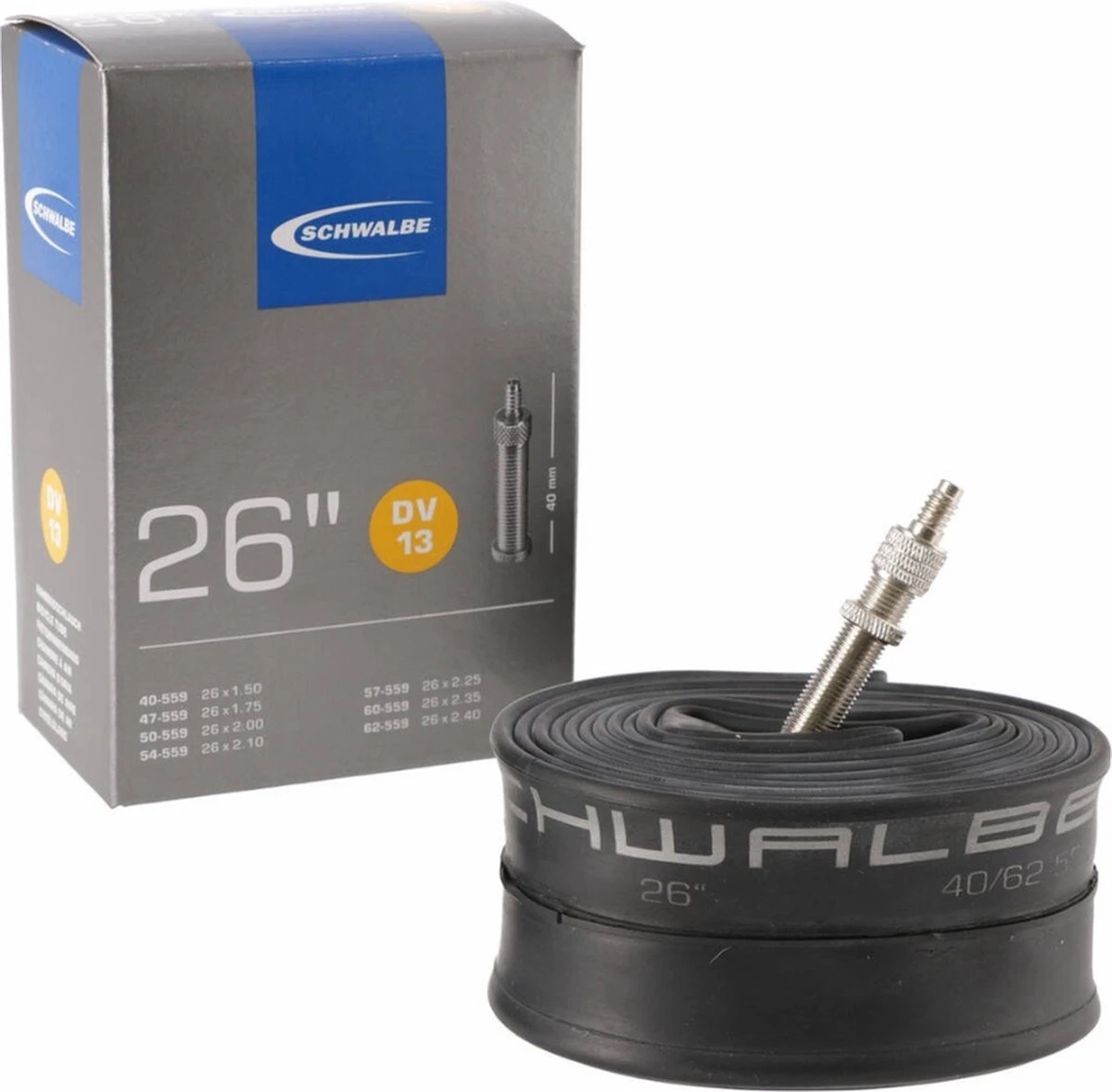 Schwalbe Binnenband - DV13 - 26 inch x 1.50 - 2.40 - Hollands Ventiel - 40mm Schwalbe Binnenband - DV13 - 26 Inch X 1.50 - 2.40 - Hollands Ventiel - 40mm -Fietsaccessoire Winkel 1200x1178 2