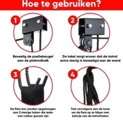 Century Goods Fietslift - Fietstakel - Fiets Ophangsysteem - Met Valbeveiliging | 60 Kg Draagkracht -Fietsaccessoire Winkel 1200x1178