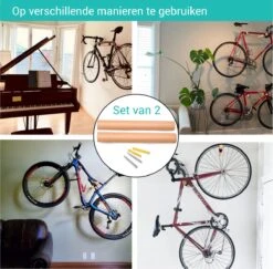 Fiets Ophangsysteem Van Massief Beukenhout | 2 Stuks | 32cm | Ophangbeugel | Muurbeugel Fiets | &ERGY -Fietsaccessoire Winkel 1200x1182