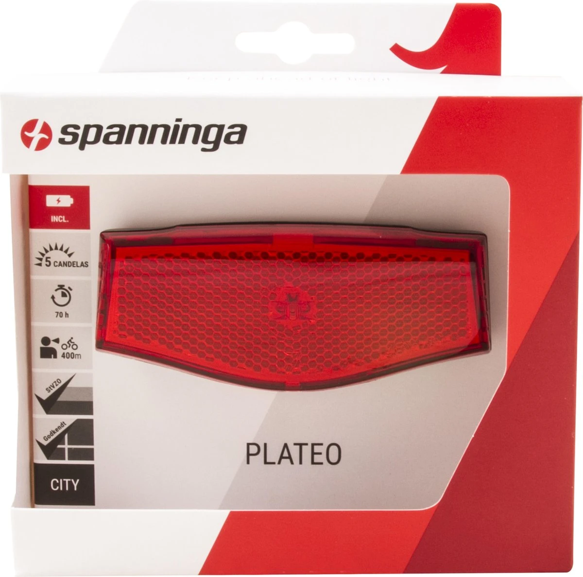 Spanninga Plateo Fiets achterlicht - Batterij Spanninga Plateo Fiets Achterlicht - Batterij -Fietsaccessoire Winkel