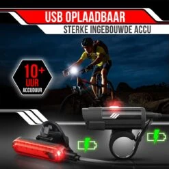 Strex LED Fietsverlichting Set - Voorlicht En Achterlicht - USB Oplaadbaar - Fietslamp - Fietslampjes - Zwart -Fietsaccessoire Winkel 1200x1200 205