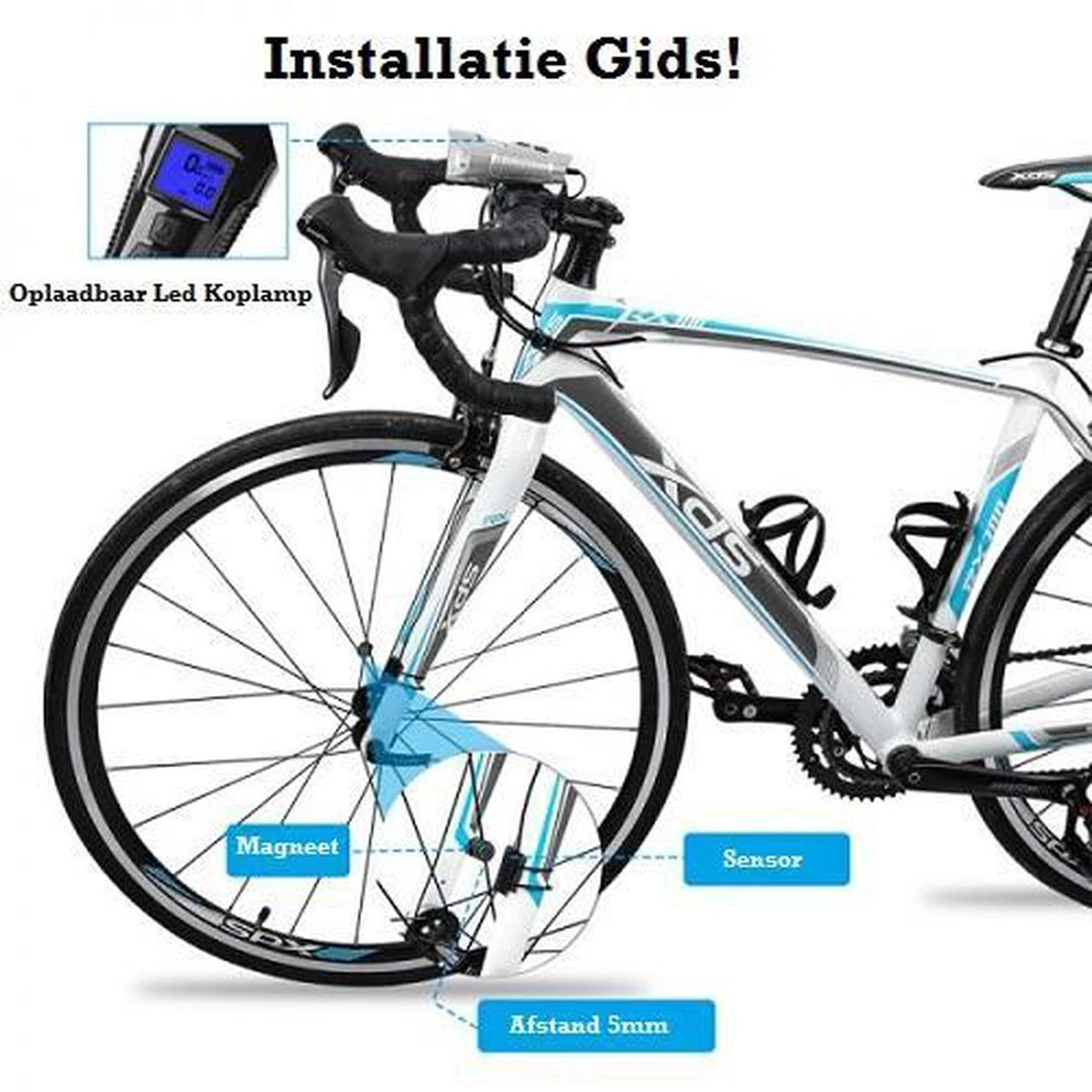 Voorlicht fiets - Fietslicht - Led voorlamp - 500 lumen - Usb oplaadbaar - Waterdicht - Koplamp fiets - Snelheidsmeter - Claxon - Vier standen Voorlicht Fiets - Fietslicht - Led Voorlamp - 500 Lumen - Usb Oplaadbaar - Waterdicht - Koplamp Fiets - Snelheidsmeter - Claxon - Vier Standen -Fietsaccessoire Winkel 1200x1200 231