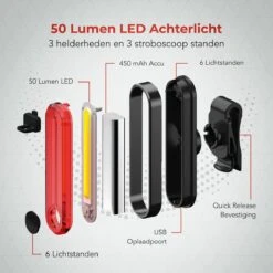 LifeGoods LED Fietsverlichting Set - Voorlicht En Achterlicht - USB Oplaadbaar - Zwart -Fietsaccessoire Winkel 1200x1200 277