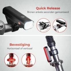 LifeGoods LED Fietsverlichting Set - Voorlicht En Achterlicht - USB Oplaadbaar - Zwart -Fietsaccessoire Winkel 1200x1200 278