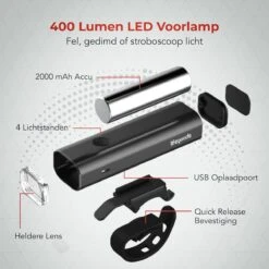LifeGoods LED Fietsverlichting Set - Voorlicht En Achterlicht - USB Oplaadbaar - Zwart -Fietsaccessoire Winkel 1200x1200 281