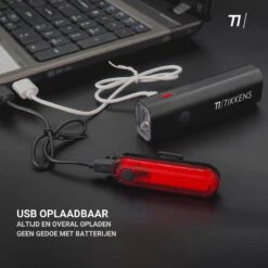 TIKKENS LED Fietsverlichting Set - Fietslamp USB Oplaadbaar - Fietslampjes Voorlicht & Achterlicht - Waterdicht – Zwart -Fietsaccessoire Winkel 1200x1200 355
