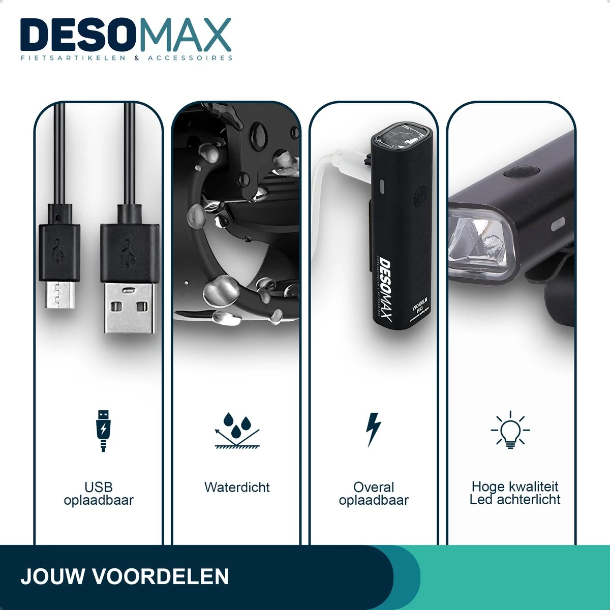 DesoMax® Fietsverlichting Set USB Oplaadbaar Heldere Fietslamp - Voorlicht - Achterlicht - Koplamp - Achterlamp DesoMax® Fietsverlichting Set USB Oplaadbaar Heldere Fietslamp - Voorlicht - Achterlicht - Koplamp - Achterlamp -Fietsaccessoire Winkel 1200x1200 362