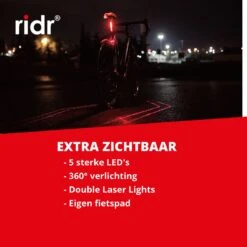 RIDR Achterlicht Fiets - USB Oplaadbaar LED - Fietsverlichting Met Laser - Waterdicht -Fietsaccessoire Winkel 1200x1200 384