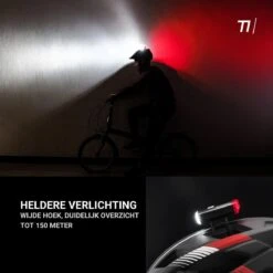 TIKKENS® LED Fietsverlichting Helmlamp - Helm - Voorlicht & Achterlicht - USB Oplaadbaar - Zwart - Voor En Achter - Waterdicht - Fietslampjes -Fietsaccessoire Winkel 1200x1200 437