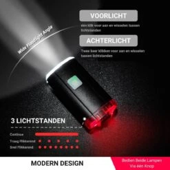 TIKKENS® LED Fietsverlichting Helmlamp - Helm - Voorlicht & Achterlicht - USB Oplaadbaar - Zwart - Voor En Achter - Waterdicht - Fietslampjes -Fietsaccessoire Winkel 1200x1200 441