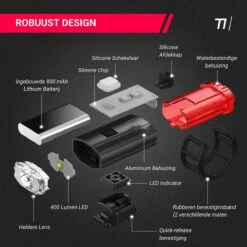 TIKKENS® LED Fietsverlichting Helmlamp - Helm - Voorlicht & Achterlicht - USB Oplaadbaar - Zwart - Voor En Achter - Waterdicht - Fietslampjes -Fietsaccessoire Winkel 1200x1200 443