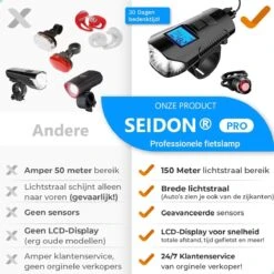 Seidon™ - Fietslamp - Fietsverlichting - Fietslampjes - Fiets Snelheidsmeter - LED Display - Klok - Fietsbel -Fietsaccessoire Winkel 1200x1200 486