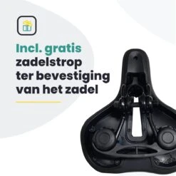 Voltano Dames Fietszadel - Zwart - Uitsparing - Waterdicht - Elastomeer Vering - Gratis Zadelstrop -Fietsaccessoire Winkel 1200x1200 551