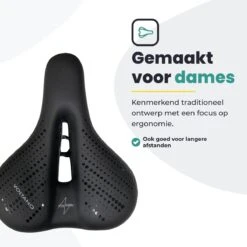 Voltano Dames Fietszadel - Zwart - Uitsparing - Waterdicht - Elastomeer Vering - Gratis Zadelstrop -Fietsaccessoire Winkel 1200x1200 555