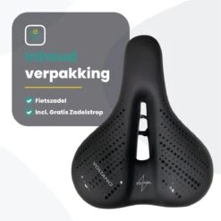 Voltano Dames Fietszadel - Zwart - Uitsparing - Waterdicht - Elastomeer Vering - Gratis Zadelstrop -Fietsaccessoire Winkel 1200x1200 556