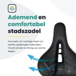Voltano Dames Fietszadel - Zwart - Uitsparing - Waterdicht - Elastomeer Vering - Gratis Zadelstrop -Fietsaccessoire Winkel 1200x1200 557