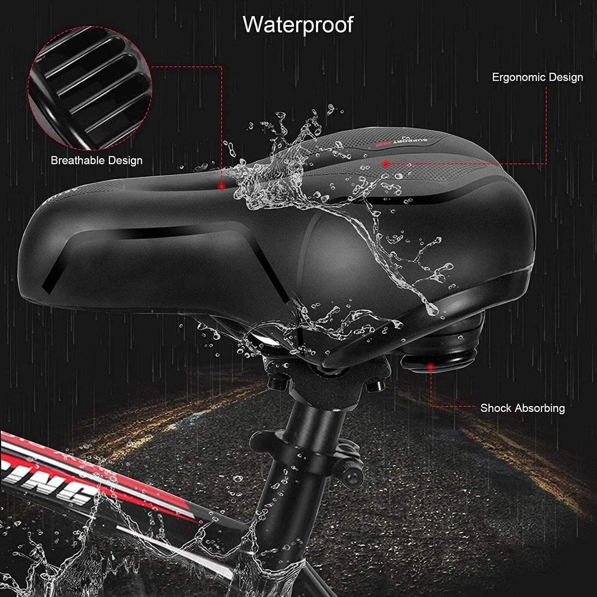 Fiets Zadels - Met achterlichten- langzame rebound traagschuim - hol ergonomisch breed tourzadel - MTB zadel -mountainbikezadel - Fietszadel dames - Fietszadel heren - Unisex Fiets Zadels - Met Achterlichten- Langzame Rebound Traagschuim - Hol Ergonomisch Breed Tourzadel - MTB Zadel -mountainbikezadel - Fietszadel Dames - Fietszadel Heren - Unisex -Fietsaccessoire Winkel 1200x1200 641