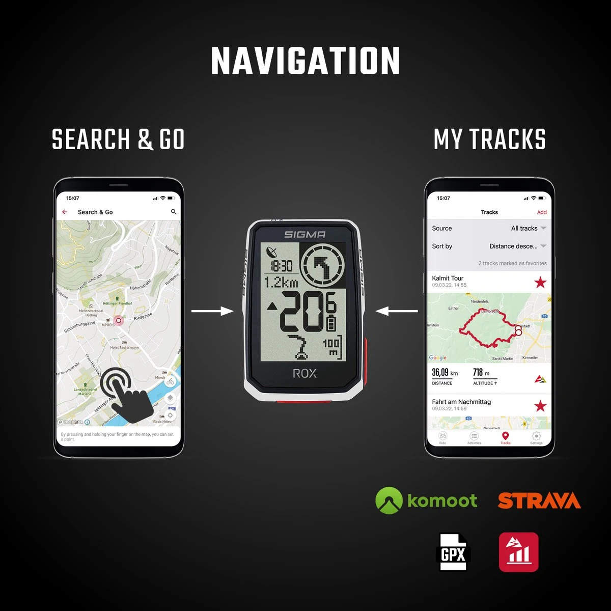 GPS Fietscomputer Sigma ROX 2.0 GPS met standaard stuurhouder - wit SIGMA SPORT GPS Fietscomputer Sigma ROX 2.0 GPS Met Standaard Stuurhouder - Wit -Fietsaccessoire Winkel 1200x1200 645
