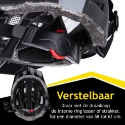 Dunlop Fietshelm - Verstelbaar Van 58 Tot 61 CM - Maat L - Met LED-Verlichting - 3 Lichtmodus - Zwart -Fietsaccessoire Winkel 1200x1200 759